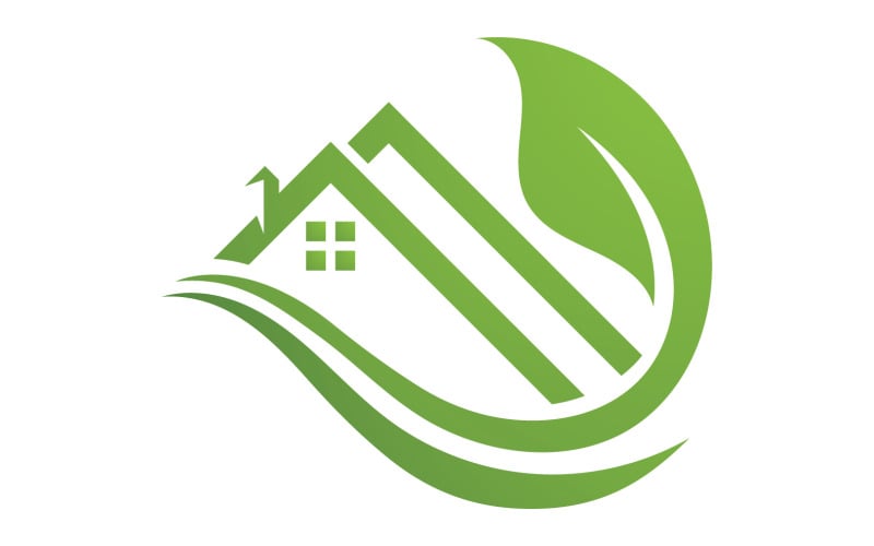 Zelený dům list go green home logo vector v8