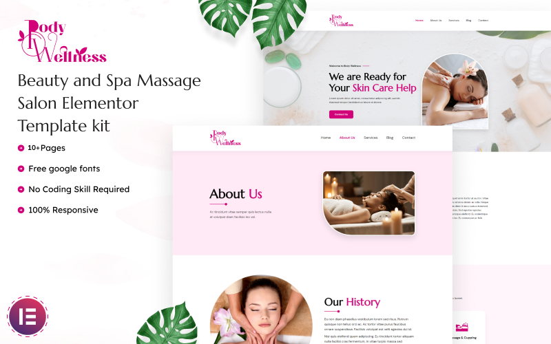 Body Wellness - набор шаблонов Elementor салона красоты и спа-массажа