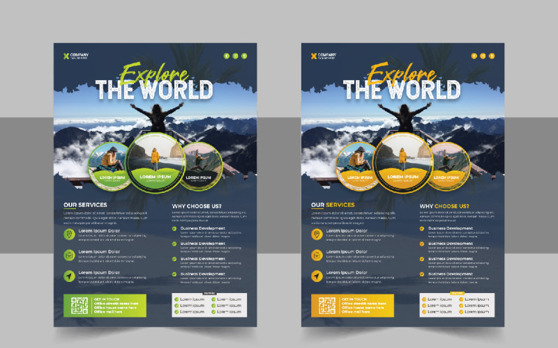 Conception de flyer de vacances de voyage moderne créatif et modèle de page de garde de brochure