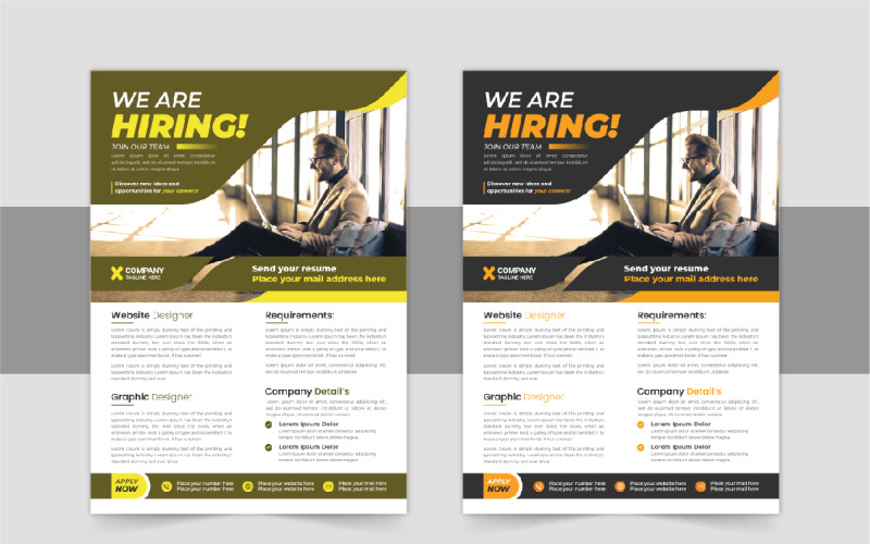 Design de folheto de contratação corporativa ou layout de design de folheto de vaga de emprego