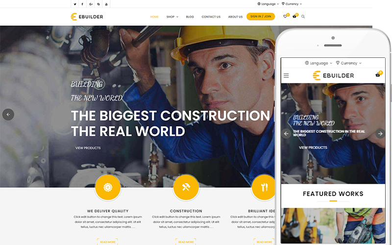 eBuilder - Tema WooCommerce per costruzioni e costruttori