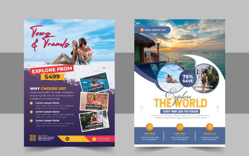 Firemní moderní cestování dovolená flyer design nebo šablona titulní stránky brožury