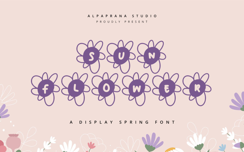 Zonnebloem - Decoratief displaylettertype