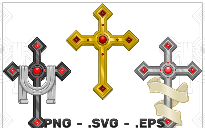 ector Design des christlichen Kreuzes mit Band