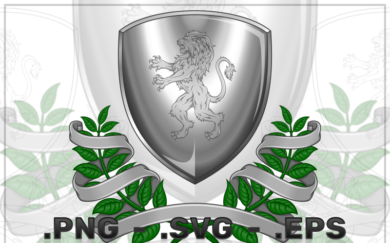 Escudo de armas medieval de diseño vectorial con león