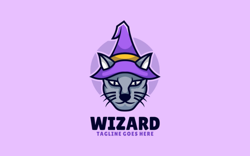 Wizard Cat mascotte Cartoon-logo