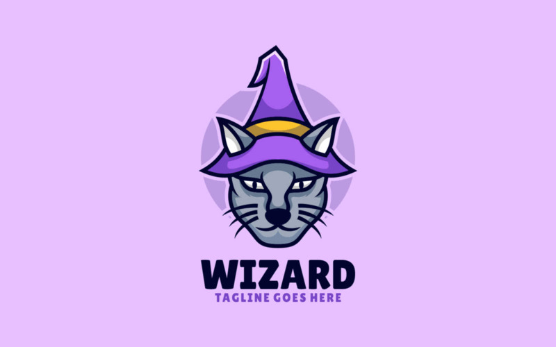 Zauberer-Katzen-Maskottchen-Karikatur-Logo