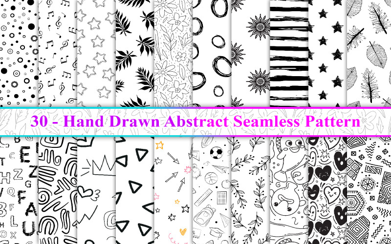 Zwart-wit naadloos patroon, abstract naadloos patroon, doodle naadloos patroon