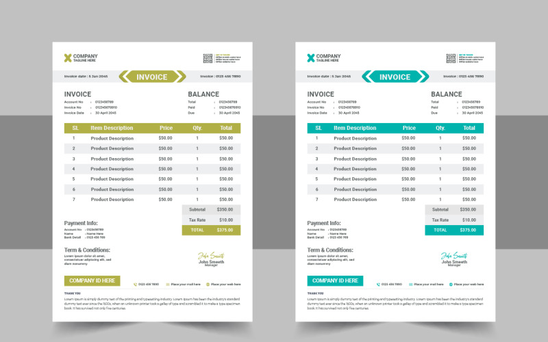 Modern invoice design template Concept - TemplateMonster
