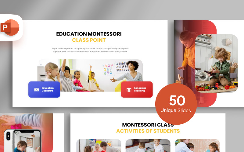 Profesjonalny szablon prezentacji klasy Montessori