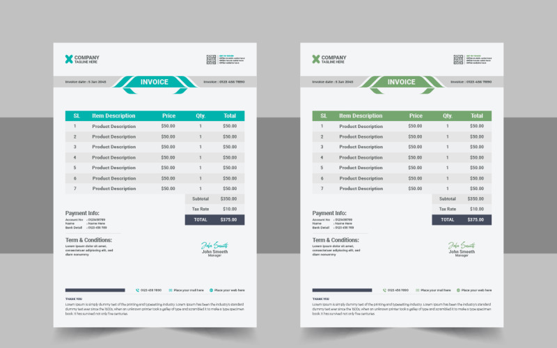 Vorlage für kreatives Rechnungsdesign Design-Layout-Konzept