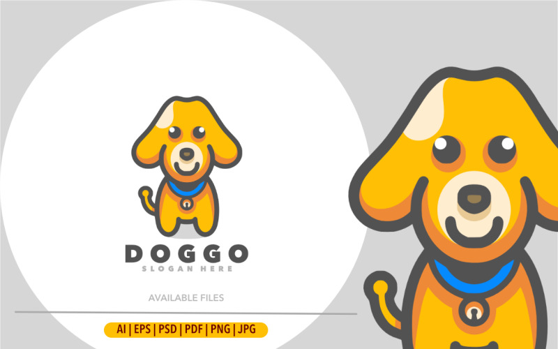 Disegno del modello di logo del fumetto sveglio del cane