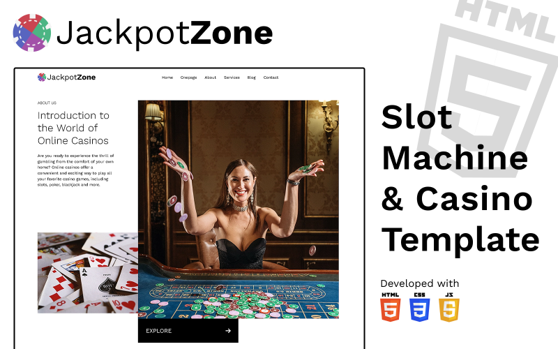 JackpotZone ♠ Modèle de site Web HTML5 pour les sites Web de machines à sous et de casinos en ligne facile à personnaliser
