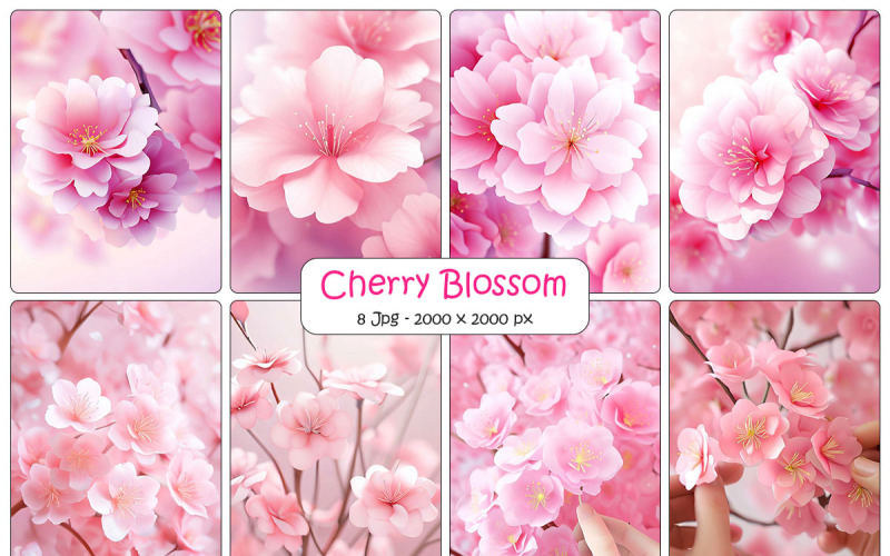 Flor de cerezo rosa con pétalos que caen, rama de flor de cerezo sakura con fondo de flores