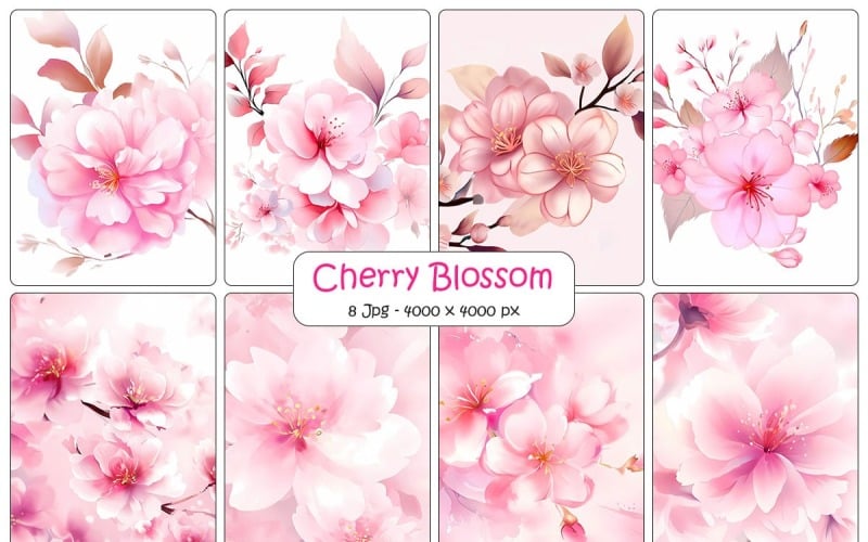 Fond de fleur de cerisier réaliste et pack de papier numérique