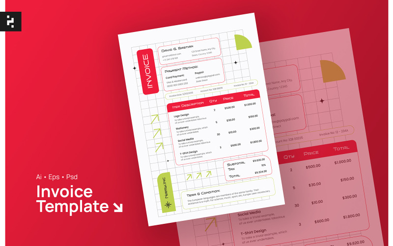 Creative Colorful Invoice Template #332082 - TemplateMonster