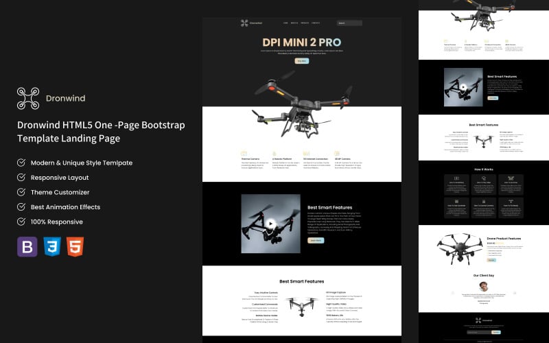 Dronwind - HTML-Bootstrap-Landingpage-Vorlage für den Dron Store