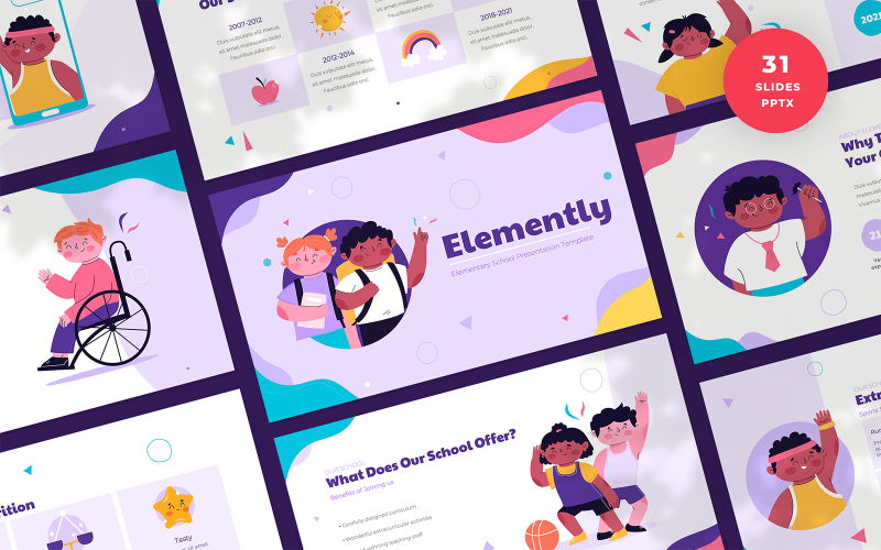 Elemently - шаблон PowerPoint презентації для початкової школи