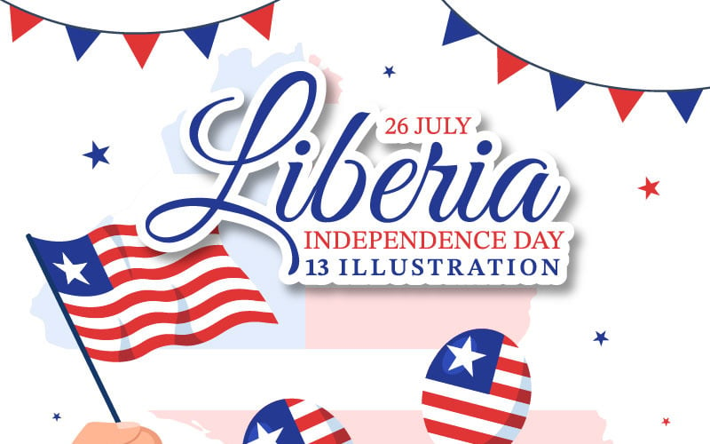 13 Šťastný Den Nezávislosti Libérie Ilustrace