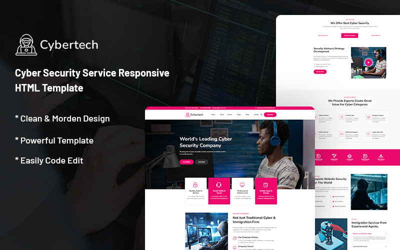 Cybertech - Modello di sito Web reattivo per il servizio di sicurezza informatica