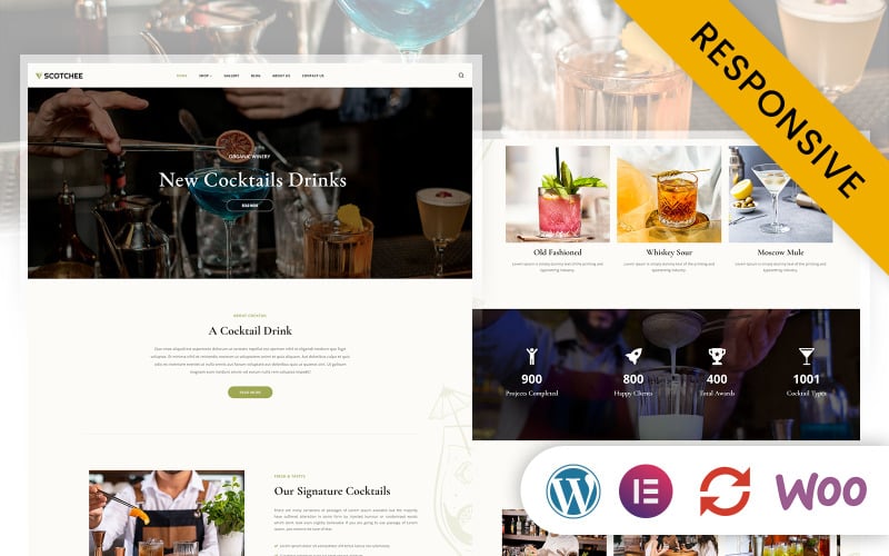 Scotchee - Restauracja i bar koktajlowy Elementor Motyw Wordpress