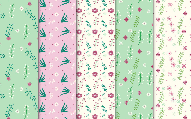 Abstract floral pattern set vector