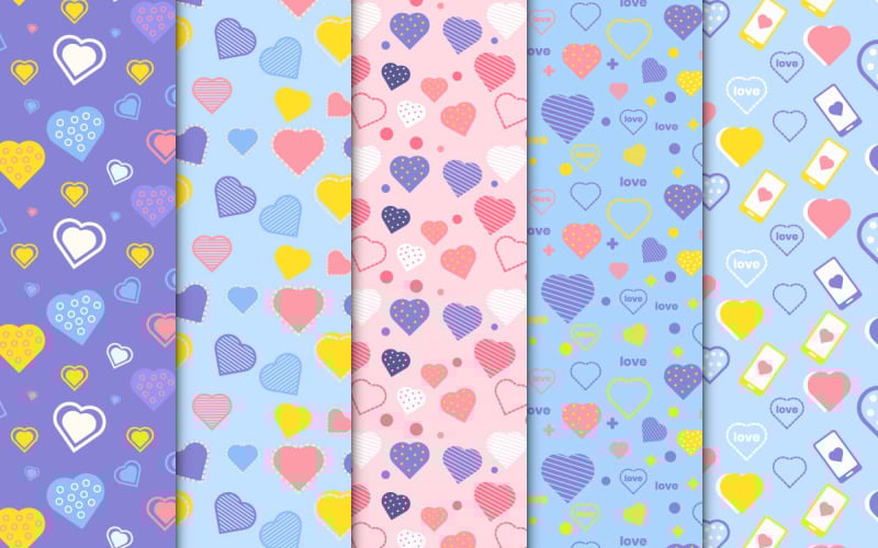 Bezešvé láska vzor nastavit vektorový design