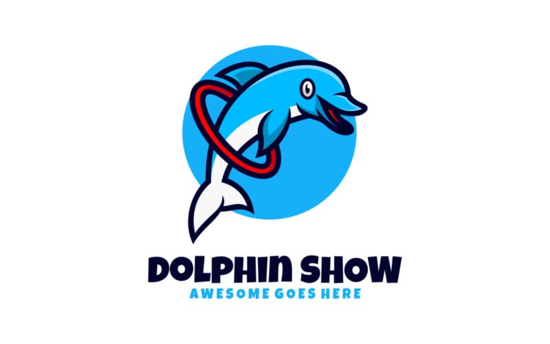 海豚表演吉祥物卡通标志