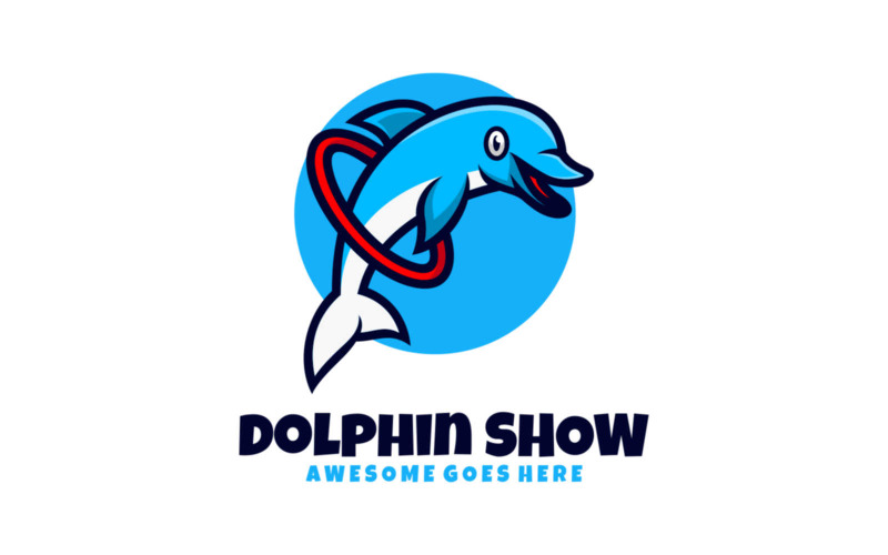 Logo de dessin animé de mascotte de spectacle de dauphins