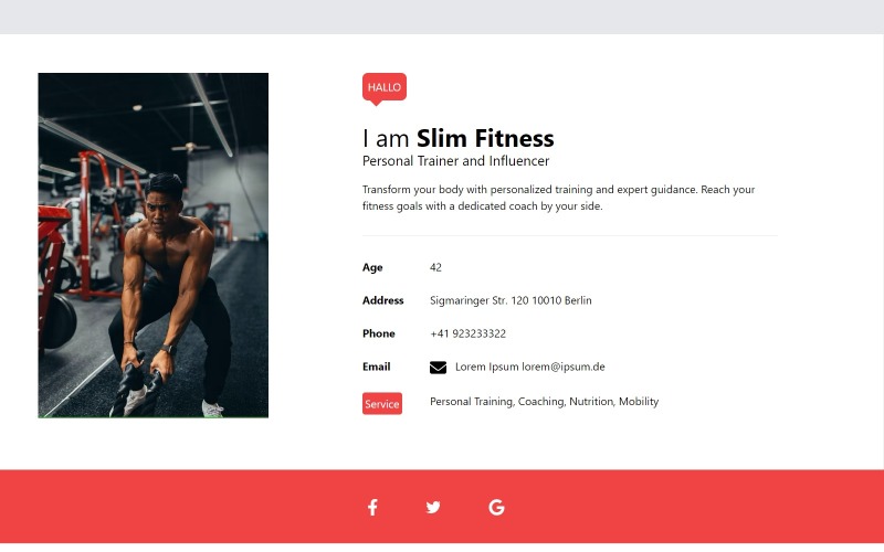 Slim – HTML-шаблон цифрової візитної картки Clean Tailwind