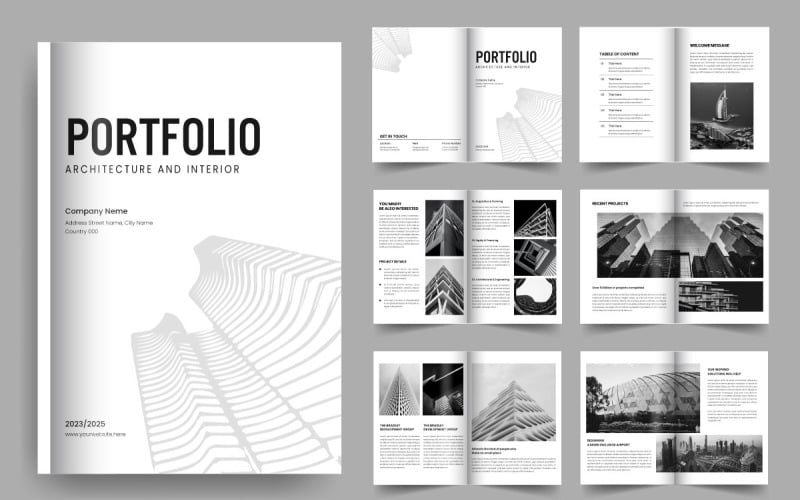 Architecture portfolio layout design. Use for design portfolio, brochure template