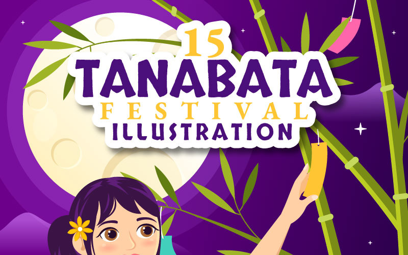 15 Tanabata-Fest-Vektorillustration