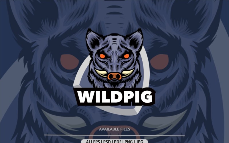 Logo maskotki dzika tarcza świni