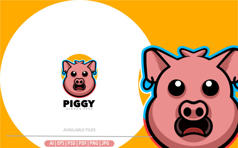 Pig söt huvud logotyp design