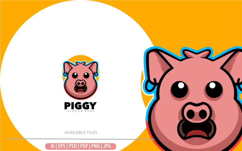 Varken schattig hoofd logo-ontwerp