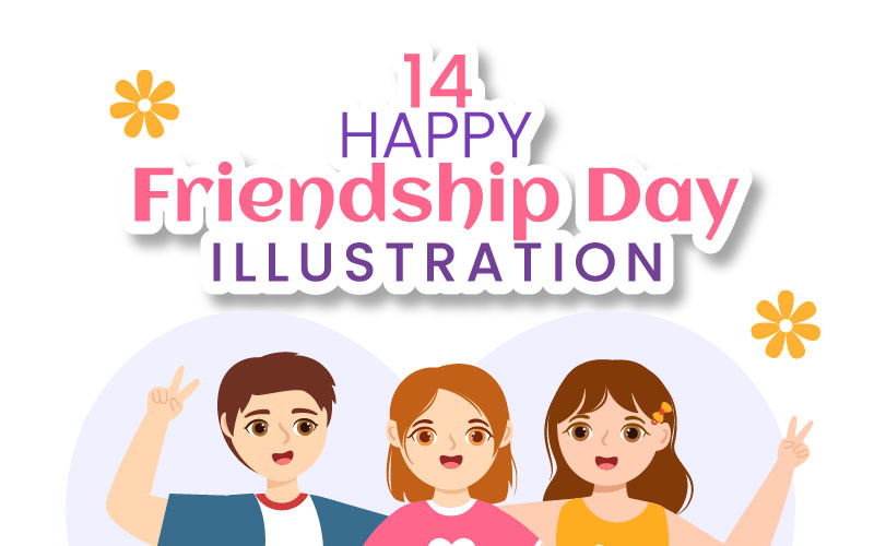 14 Boldog barátság napját illusztráció