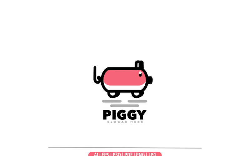 Modèle de logo mignon simple cochon