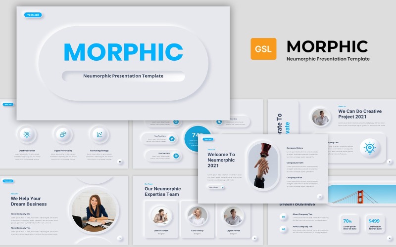 Neumorfische zakelijke presentatie Google Slides-sjabloon