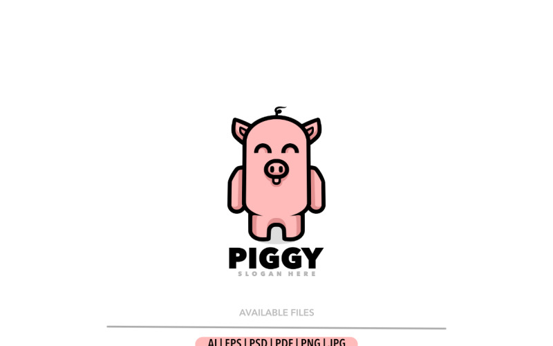 Prosty szablon logo kreskówka świnia