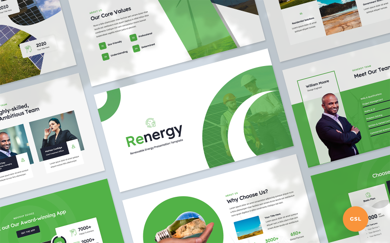 Renergy – Megújuló energia prezentáció Google Slides sablon