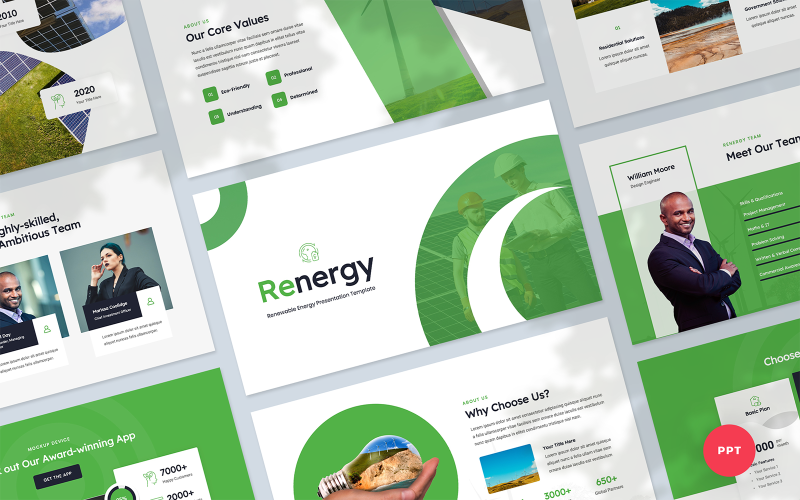 Renergy - Obnovitelné zdroje energie Prezentace PowerPoint šablony