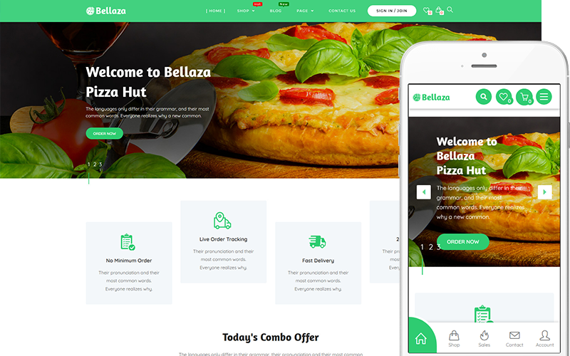 Bellaza – Website-Vorlage für Pizza, Fast Food, Restaurant-E-Commerce