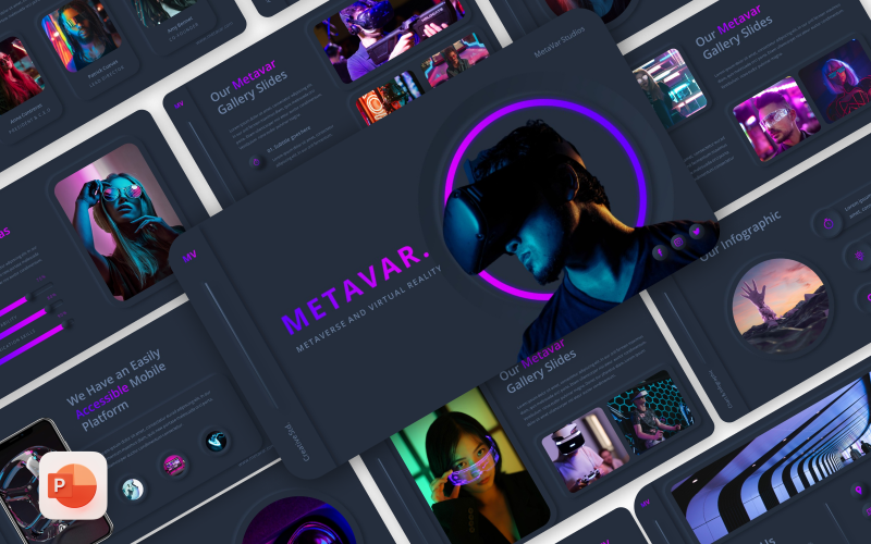 Metavar – Virtuális valóság és Metaverse PowerPoint sablon