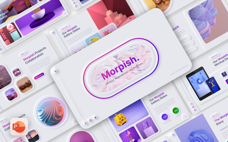 Morpish – Neumorphism Creative Business Шаблоны презентаций PowerPoint