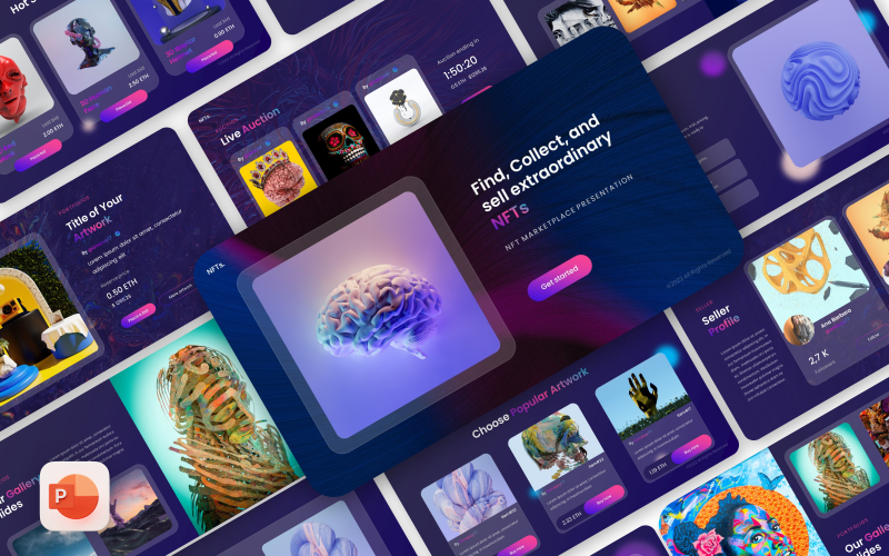 NFT Marketplace - Modèle PowerPoint de Glassmorphisme créatif