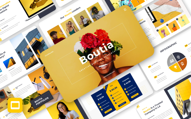 Boutia - Creatief zakelijk Google Presentaties-sjabloon