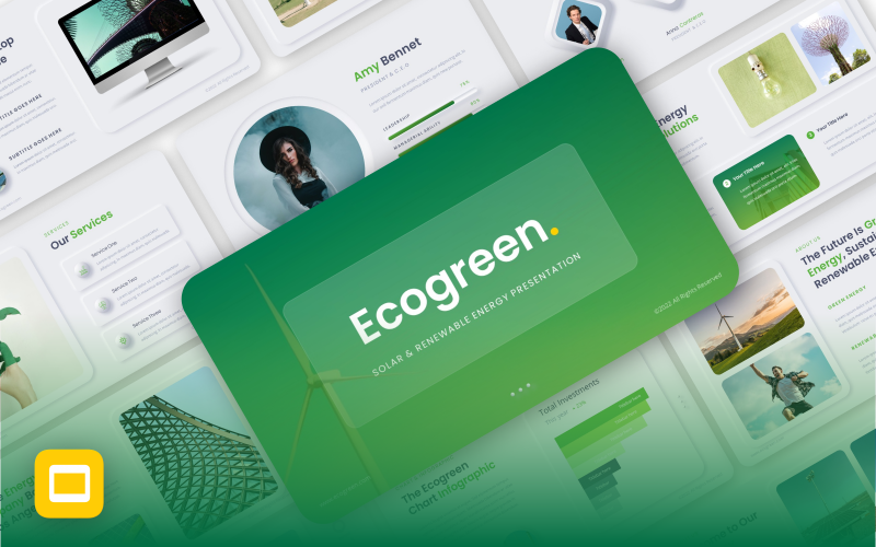 Ecogreen – Neumorphism Renewable Energy Google Slides sablon