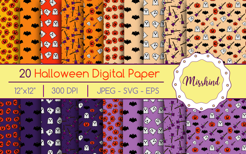 20 Halloween varrat nélküli minta • Digitális papír