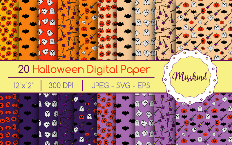 20 Modèle sans couture d'Halloween • Papier numérique