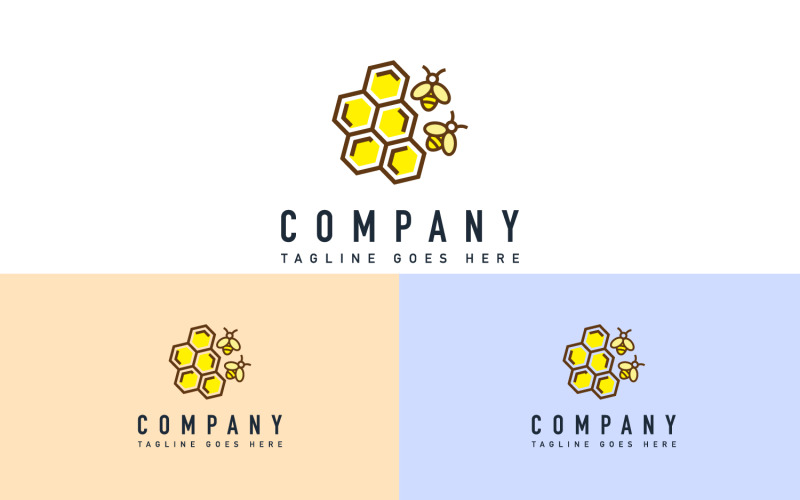 蜜蜂标志-蜂窝标志设计模板